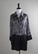 CARLISLE COLLECTION $248 Satin 100% Silk Printed Popover Blouse Top Size US 8 picture