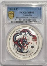 2012 Australian Year Of The Dragon Coin Black Color 1 oz .999 Silver PCGS MS68 picture