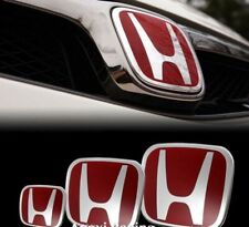 3PCS RED H TYPE-R STEERING FRONT REAR BADGE EMBLEM FOR 4DR CIVIC 2016-2021 picture