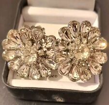Vintage 1940s CZ Flower Clip On Earrings picture