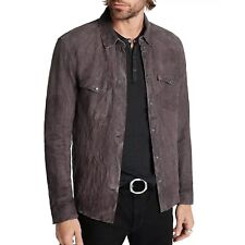 John Varvatos Collection Men's Mason Western Snap Suede Shirt Jacket Purple Haze picture