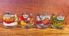 Garfield McDonald's 1978 Vintage Full Set of 4 Clear Glass Mugs - Exc Condition picture