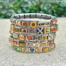 Italian Charm Bracelet READY TO WEAR Bracelet with 18 Vintage Charms Assorted picture