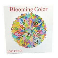 Bgraamiens Puzzle-Blooming Color-1000 Pieces Color Challenge Blue Board Round picture