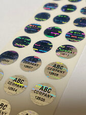 500 CUSTOM PRINTED .50 INCH ROUND HOLOGRAM LABELS STICKERS SEALS TAMPER VOID picture