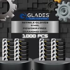 GLADES™ BLACK NITRILE GLOVES  8 MIL HEAVY DUTY DIAMOND GRIP MECHANIC XXL 1000 picture