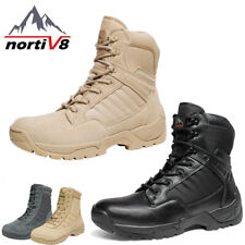 NORTIV 8 Men's Military Tactical Work Boots Side Zipper Leather Combat Boots picture