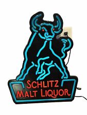SCHLITZ MALT LIQUOR - VINTAGE 1983 Sign Man Cave Bar Light 24”x20” picture