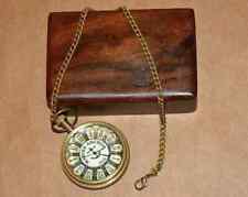 Vintage Antique Engraved Brass Elgin Pocket watch W/ Chain Box For Occasion Gift picture