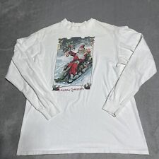 Vintage Hanes Beefy T Shirt Adult XL White Merry Christmas Graphic Tee picture