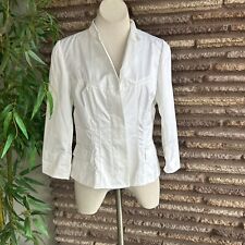 Per Se Carlisle Shiny White Cotton Blend Casual Jacket Size 12 picture