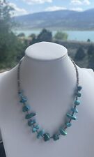 Vintage Native American Navajo turquoise nuggets heishi Shell necklace 16” picture