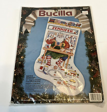 Bucilla Santa’s Workshop Counted Cross Stitch Stocking Kit 83037 VTG Christmas picture