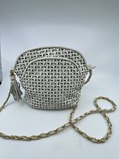 Vintage saddle river white Silver Gold Metallic leather crossbody bag Chain picture