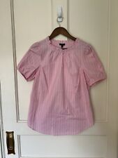 Talbots Ruffle Popover Striped Blouse Womens Size Medium Pink Classic NWT picture
