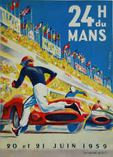 VINTAGE 1959 LE MANS AUTO RACING POSTER PRINT 36x26 9MIL PAPER picture