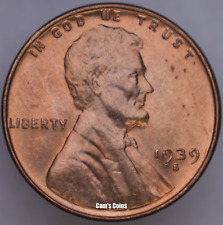 1939 S Lincoln Wheat Cent Red Penny Brilliant Uncirculated Actual Coin picture