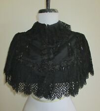 Antique Victorian 1880's Silk Capelet with Lace and Black Jet Beads picture