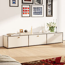 Modern Storage Cabinet Shelf Floor Metal Storge Organizer For Living Room White picture