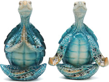 2Pcs Sea Turtle Meditating Yoga Statues Home Decor,Resin Zen Spiritual Figurine  picture