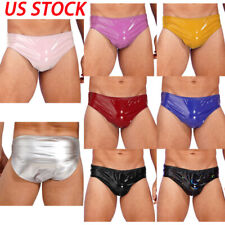 US Mens Wet Look Patent Leather Briefs Underwear Dancing Performance Underpant picture