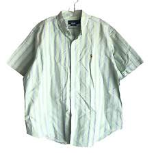 Vintage Ralph Lauren Mens Shirt 2XL Striped 100% Cotton Short Sleeve Button Down picture