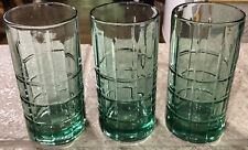 3 Vintage Anchor Hocking Tartan Jade Green Drinking Glasses/tumblers 16 oz (USA) picture