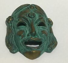 Vintage Verdigre Patina Metal Classical Greek Roman God Face Mask  picture