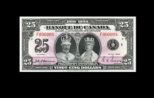 Reproduction Queen Rare DC Bank of Can Banknote $25 french 1935 USA UK GB UNC picture