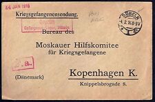 DENMARK 1916 POW PRISONER OF WAR COVER DOBELN TO KOPENHAGEN RARE picture