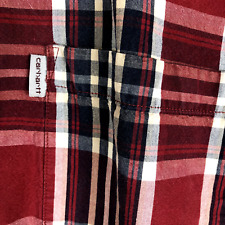 Carhartt Shirt Men 2X Large Red Plaid Check Cotton Button Down Relaxed Fit Logo picture