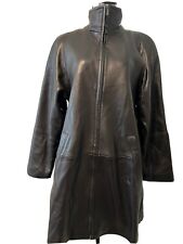 LNR By La Nouvelle Renaissance Black Leather Women's Walking Vintage Coat Size M picture