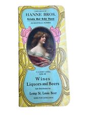 RARE 1911 Hannes Bros Corn Whiskey Lemp St Louis Beer Pocket Memo Booklet picture