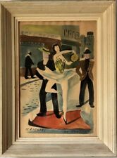 CHARLES DE MONFORT FRENCH ANTIQUE MODERN ART DECO PAINTING WPA OLD CUBISM DANCE picture