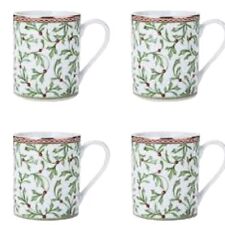 Mikasa Holiday Traditions Mugs Set Of 4 Mistletoe All Over Design New picture