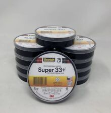 10 Roll LOT of 3M Scotch Super 33+ Vinyl Electrical Tape 3/4 x 76, Black Tape picture