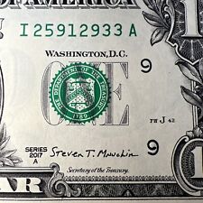 Scarce 2017A I-A Block Fw Print I25912933A One Dollar Bill Bank Note UNC Bep $1 picture