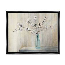 Stupell Industries Beautiful Cotton Flower Grey Brown Painting Framed Floater... picture