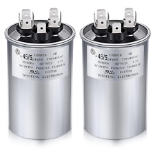 2 Pcs 45+5 MFD 45/5 Uf ±6% 370V or 440V VAC Dual Run round Capacitor, 45 5 Start picture