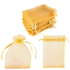 25 PCS  White or Gold: Wedding Party Favor Gift Candy Sheer Bags Jewelry Pouch picture