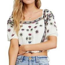 Free People Aurora Embroidered Blouson Top Size S picture