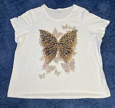 Basic Editions Womens White Short Sleeve 3XL Butterfly Logo Shirt picture