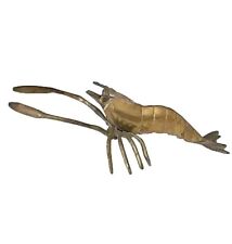 Vintage Brass Crawfish Shrimp Lobster Prawn Statue Figurine 11.5