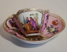 Helena Wolfsohn Dresden Hand Painted Pink Cup & Saucer Quatrefoil  c. 1843 picture