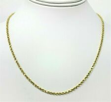14K Solid Yellow Gold Necklace Rope Chain Solid Necklace Diamond Cut 20