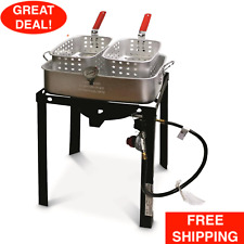 18 Quart Dual Basket Deep Fryer Propane Gas Cooker Commercial Grade Outdoor picture