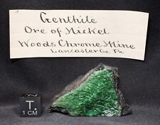 Zaratite Genthite from Woods Chrome Mine, Lancaster, Pennsylvania - 1800's label picture