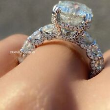 Huge 5 CT Round Cut Moissanite Hidden Halo Wedding Bridal Ring 14K White Gold picture