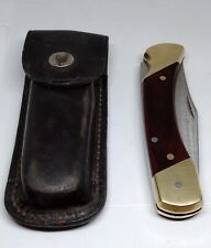 Vintage Schrade+ LB7 Lockback Knife with Black Leather Sheath Made in USA picture