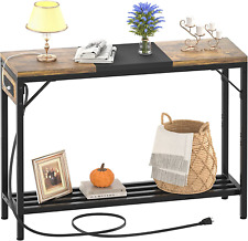 Narrow Console Table with Power Strips, Sofa Table with Storage Shelves for Livi picture